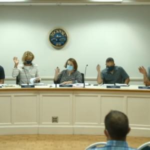 Members of the Rockport Select Board meet Sept. 13 at the Rockport Opera House. Source: Livestream