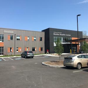 This schematic drawing illustrates the planned signage for the newly named Charlotte and Christopher Beebe Health Center. (Photo courtesy Pen Bay Medical Center)