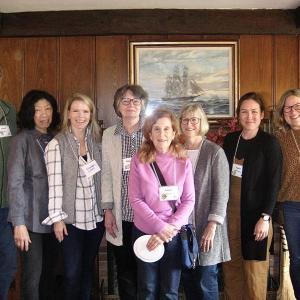 Pictured L to R: David Kibbe, Edith Cohen, Elisabeth Cohen, Elizabeth Grey, Carol Dennis, Vicki Mast, Cayla Mäki-Pittman, Heidi Glaubitz. (Photo courtesy Camden Garden Club)