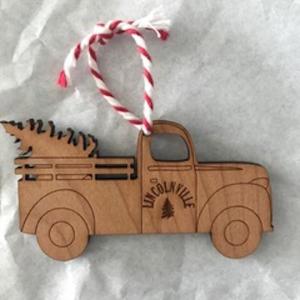 Ornament available at the Red Cottage in the Center. truck ornament