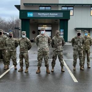 11 members of the National Guard arrived on the WCGH campus Thursday morning to lend a helping hand during the current COVID surge. (Photo courtesy Waldo County General Hospital)