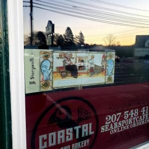 A page of the StoryWalk in the window of the Coastal Café. (Photo courtesy Carver Memorial Library)