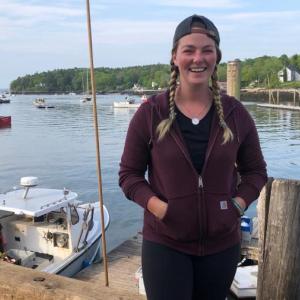 Sadie Samuels about to be interviewed by Good Morning America in Rockport in 2021. Photo by Lynda Clancy