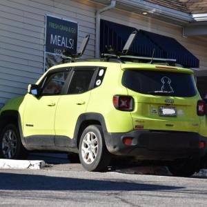 A vehicle comes to a stop against the side of Nouria’s (AKA Lil Mart, AKA Kaler’s Korner) Sunday afternoon. (Photo by Sarah Thompson)