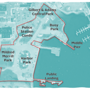 The Rockland Downtown Waterfront Project comprises this area of Rockland shorefront.