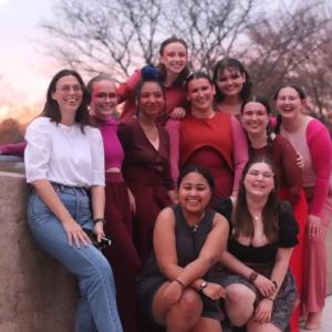 Created by Muhlenberg photography professor Kim Hoeckele (left, shown with the cast and crew), 'Rosy-Crimson' took place each evening at sunset and was an intriguing non-linear performance inspired by Homer's Odyssey.: