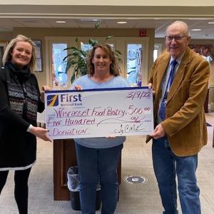 First National Bank presenting Wiscasset Food Pantry with a $500 donation. Courtesy of FNB