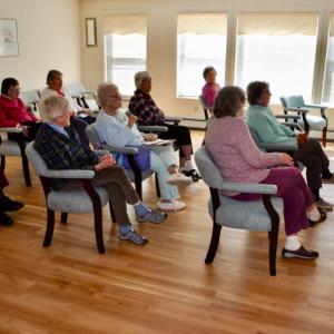 Detective Scott Hayden, of the Lincoln County Sheriff Department, speaks to residents at The Lincoln Home. (Photo by Kim Traina)