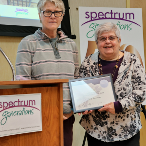 Brooke Jansen, Spectrum Generations' ARDC Specialist, poses with Mary Fernandes, Spectrum Generations volunteer. (Photo courtesy Spectrum Generation)