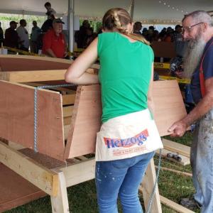 National Boatbuilding challenge builders at Belfast Harbor Fest in 2019. (Photo courtesy Belfast Rotary Club)