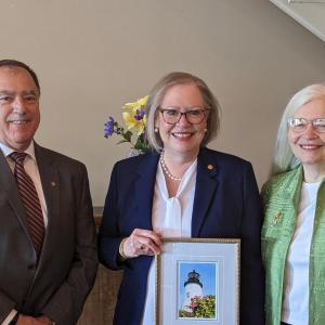 From left, Board Chair Joel Merry, Mid Coast-Parkview Health President Lois Skillings, and United Way Executive Director Barbara Reinertsen. Courtesy photo