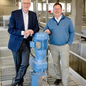 Rick Knowlton, formerly of Camden, and Mark Vannoy, of Waldoboro, at Maine Water’s new Saco River Drinking Water Resource Center in Biddeford.