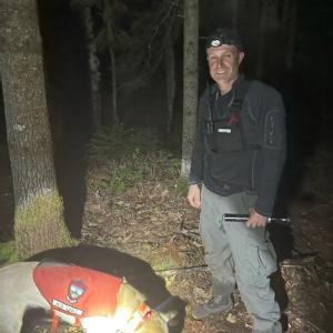 Warden Jake Voter and K9 Koda. (Photo courtesy Maine Department of Inland Fisheries & Wildlife)
