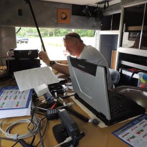 Waldo County hams operate a mobile station. (Photo courtesy Waldo County Amateur Radio Association)