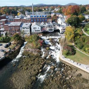 The outlet of the Megunticook River, as it empties from the Montgomery Dam, over the Camden Waterfall, and into Camden Harbor. (Photo courtesy Todd Anderson)