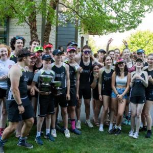 The Megunticook Rowing team with trophies. (Photo courtesy Allison Langley)