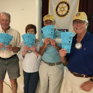 Ticket sales have begun for the Camden Rotary Club's annual Super Raffle. Proceeds from the cash raffle will help fund grants to nonprofit organizations in Knox County and Lincolnville. Steve Crane, Judith Tarbox, Rich Anderson, Tony Bates and other club members will be selling tickets on weekends in downtown Camden. (Photo courtesy Camden Rotary Club)