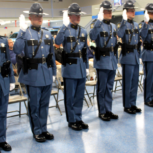 The 76th Recruit Training Troop vow to serve and protect. (Photo courtesy Maine State Police)