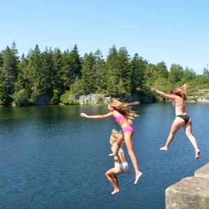 Lynda Clancy earned first place for a Feature Photo taken on Vinalhaven in Summer 2021, with Avery, Brynn and Cayla jumping into Booth’s Quarry on Vinalhaven (Just poking around: A mid-summer’s morning on Penobscot Bay).
