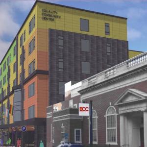 Rendering of new affordable housing to be located next to the Equality Community Center at 15 Casco Street in Portland. (Photo courtesy Equality Community Center)