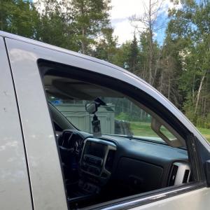 The hit and run suspect vehicle with a missing window. (Photo courtesy Belfast Police Dept.)