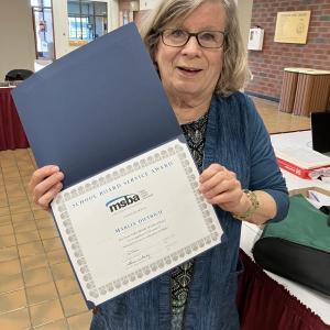 Marcia Dietrich, of Rockport, received the Maine School Boards Association’s School Board Service Award at the MSMA Fall Conference.