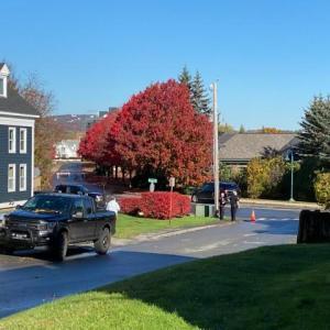Police investigate the scene of a pedestrian fatality in Rockland. (Photo by Diana Coleman)