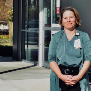 Adeline Winkes, a children’s doctor with Pen Bay Pediatrics, is fielding many calls about RSV, as parents and caregivers help patients contend with a virus that is currently circulating through the region. (Photo by Lynda Clancy)