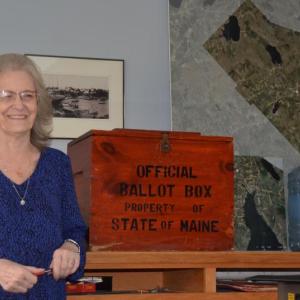 Linda Greenlaw, the day before her last election as Rockport Town Clerk. She, staff and volunteers had already processed 213 absentee ballots on Saturday, Nov. 5, and was anticipating another few hundred to arrive by Election Day, Nov. 8.