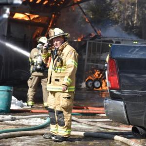 South Thomaston Fire Chief Bryan Calderwood at a 2019 fire in St. George. (Photo by Sarah Thompson)