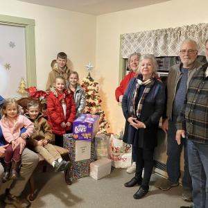Pictured L to R: Ben Hymes and children, Patty Keyes, Sandi Parise, Bob Sousa, Joe Parise. (Photo courtesy Waldo County Republicans)