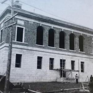 The Camden Post Office under construction in 1914. “The local Post Office on Chestnut Street is where everyone meets and greets,” wrote historian Barbara F. Dyer, who lived all of her life in Camden. “It was built there in 1914. It was the finest government building in any town, especially with a then population of 3,400 people. It cost $85,000. Camden never wanted to part with it, fighting the government and winning, when the Post Office authorities later wanted to build one located out of the business district.”