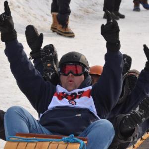 The Town of Rockport beat its sole competitor this year, the Town of Camden. The tradition of the two-town sled competition began in 2016 when two toboggans filled with four select board members from each town pitted their times against one another. That was Rockport’s 125th birthday celebration, after it had split from the Town of Camden in 1891. In 2016, Camden won the toboggan competition. This year, the Rockport toboggan was filled with Town Manager Jon Duke, Harbormaster Abbie Leonard, Finance Director Megan Brackett and Public Works crew member Kevin Grierson. They made good time down the chute, surprising everyone with the possibility of even going into the finals. (Photo by Lynda Clancy)