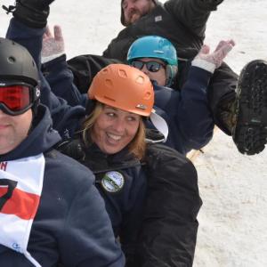 The Town of Rockport beat its sole competitor this year, the Town of Camden. The tradition of the two-town sled competition began in 2016 when two toboggans filled with four select board members from each town pitted their times against one another. That was Rockport’s 125th birthday celebration, after it had split from the Town of Camden in 1891. In 2016, Camden won the toboggan competition. This year, the Rockport toboggan was filled with Town Manager Jon Duke, Harbormaster Abbie Leonard, Finance Director Megan Brackett and Public Works crew member Kevin Grierson. They made good time down the chute, surprising everyone with the possibility of even going into the finals. (Photo by Lynda Clancy)