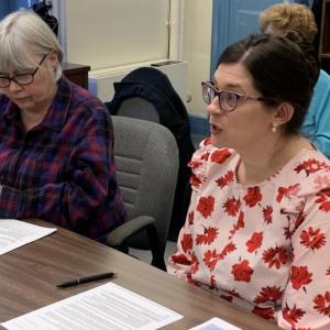 County Planner Emily Rabbe, right, and Lincoln County Regional Planning Commission Executive Director Mary Ellen Barnes sought commissioners’ approval Feb. 21 to seek a disaster preparedness grant. BILL PEARSON/Boothbay Register