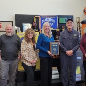 Pictured L to R: Kevin O’Connell- Hanover Risk Consultant, Jenni Berube- Rockland Fuel Manager, Lee Brown-Propane Manager, Dawn Sequin- Rockland Service Manager, Charon Curtis- Senior Vice President, Jesse Kurr- Transport Dispatcher, Susan Page- President & Patrick Chamberlain- Allen Agency
(Photo courtesy Maritime Energy)