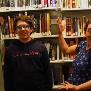 Ian Norwood and Crystal Vaccaro, the Youth Assistant Librarian at the Belfast Free Library. Photo by Kay Stephens
