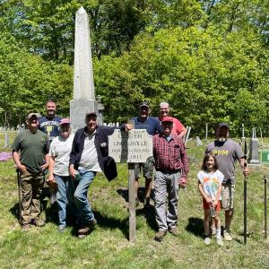 Center Lincolnville Cemetery volunteers, from left: Jason Trundy, Randy McNutt, Karin Womer, Rosie Gerry, Keryn Laite, Heidi Laite, Joe Calderwood, Aislinn Bernier, Nathaniel Bernier. Not pictured, Jack and Susan Silverio. (Photo by Ed O’Brien)