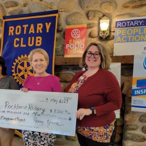 L to R: Tena Wallace, Rotary Club President; Penny York, Rockland City Councilor; and Emily Dillon, Rockland Rotarian. (Photo by Ferolyn Curtis)