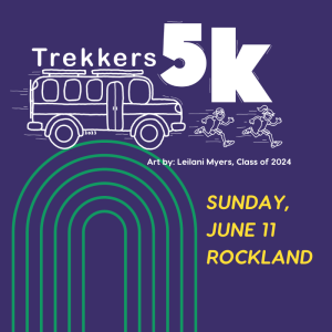 Art by: Leilani Myers, Trekkers Class of 2024 Trekkers 5K, Trekkers race, Rockland Road Race