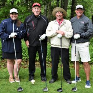 Team Camden National Bank took home first prize at the June 3 Belfast Rotary Club golf tournament.
The foursome (left to right) are Kelsey Richards, Terry Whitney, Don Pendergast and Paul Doody. (Photo courtesy Belfast Rotary Club)