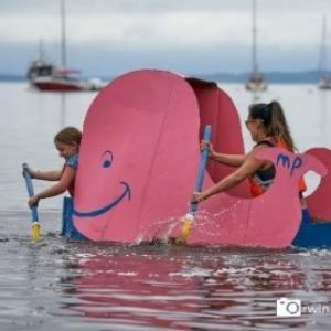 A past Belfast Harbor Fest Cardboard Boat Race winner. (Photo by Irwin SantaCruz)