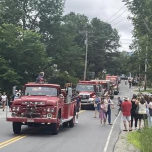 Engine 4 leads the Lincolnville Fire Department’s trucks in the Strawberry Festival Parade Saturday morning. (Photo by Ed O’Brien)