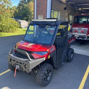 Rockport’s side-by-side UTV “Sparky” was used again Sept. 28 in a nighttime search of Ragged Mountain trails for a missing runner. (Photo courtesy Rockport Fire Dept.)