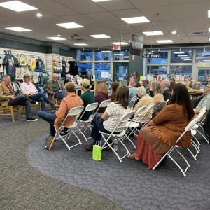 Authors talk with the audience at Longfellow Books on September 20, 2023. Photo courtesy Tuesday Shea.