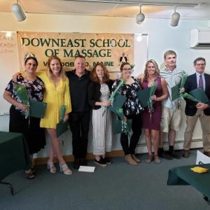 Graduates of the Downeast School of Massage include Brigette Bouchard, Winslow; Melissa Corwin, Bath; David Dehlinger, Tenants Harbor; Pascale Mayhorn, Rockport; Ashley Ranco, Friendship; Melissa Tenney, China Village; Cody Wilson, Camden; and Ian Wilson, Winslow. (Photo courtesy Cody Wilson)