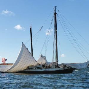 Before help arrives, the Grace Bailey is in distress, just off of Rockland Harbor, Oct. 9. (Photo courtesy Kurt Schleicher)