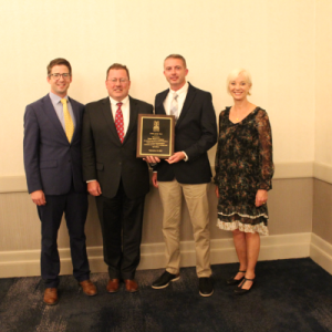 President Mark Vannoy; Vice President Mike Cummons; Director of Service Delivery Mike Ames; and Manager of Water Quality Mary Jane Dillingham. (Photo courtesy New England Water Works Association)