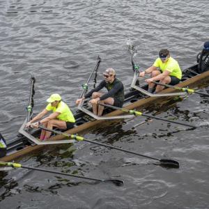 2023 Head of the Charles, Directors' Challenge Mixed Quad: Iselin Bratz, Amy Mitchell, Evan Waters, Devin Guptill, Olivia Godowin-Cook. (Photo by Amy Wilton)