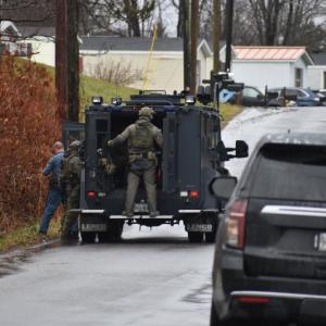 For almost 12 hours Dec. 12, Pleasant Street in Thomaston was shut down and in a state of fear as one suspect barricaded himself in his sister’s house, refusing to negotiate with law enforcement and only exiting when pepper spray bombs were tossed inside. (Photo by Sarah Thompson)